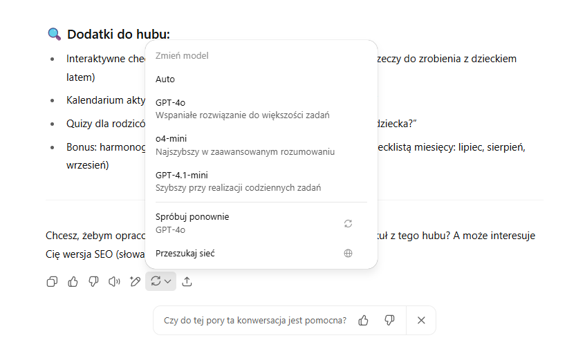 w jaki sposób zmienić model w chatgpt?