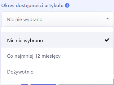 filtr zaawansowany w ADS4media okres dostępności artykułu