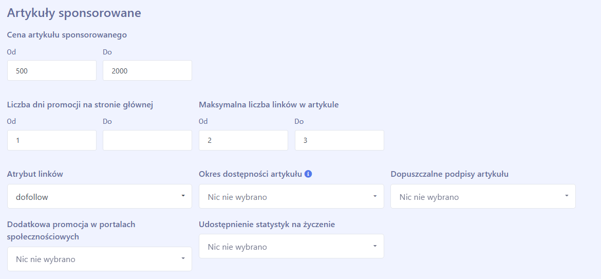Wyszukiwanie zaawansowane w ADS4media filtr artykułu sponsorowane