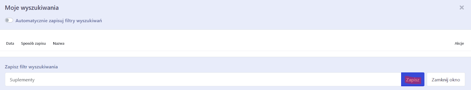 Zapis filtrów i wyszukiwania zaawansowanego w panelu moje wyszukiwania na ADS4media
