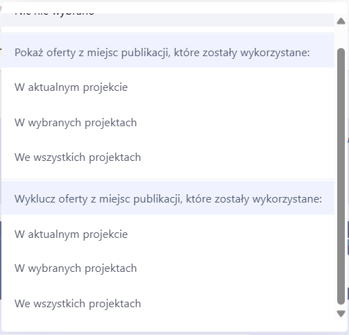 filtr zaawansowany w ads4media wykorzystane miejsca publikacji