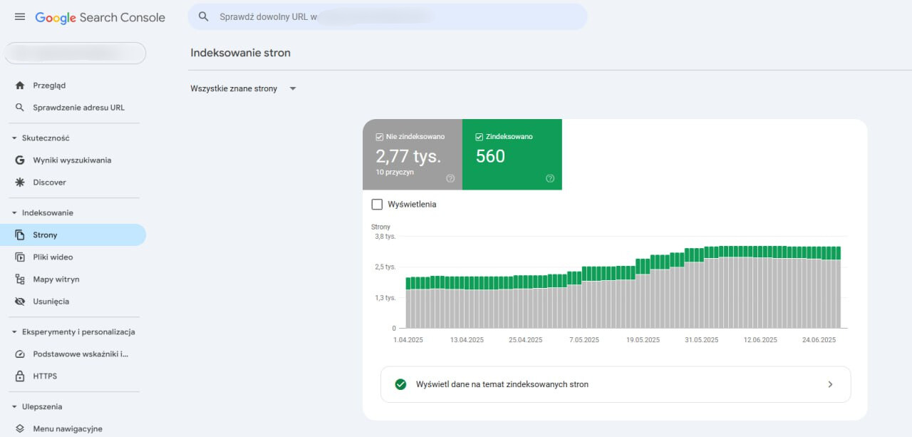 Sekcja indeksowanie w Google Search Console