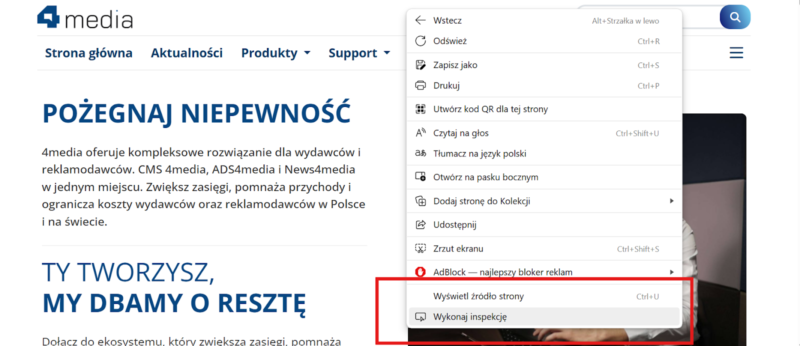 jak sprawdzić kod źródłowy w microsoft edge - wykonaj inspekcję