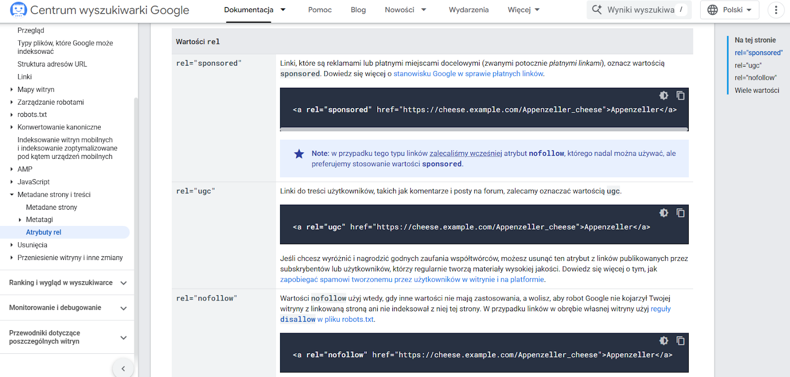Atrybuty rel dla linków sponsorowanych według wytycznych Google - szczegółowy przewodnik oznaczania linków wartościami rel="sponsored", rel="nofollow" i rel="ugc". Zasady dotyczące płatnych linków i treści użytkowników.