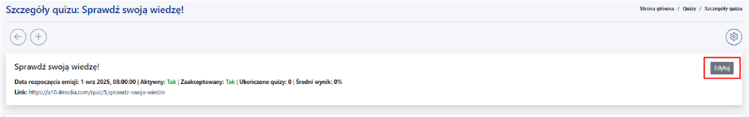 Szczegóły quizu w CMS4media
