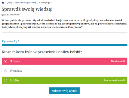 Rozpoczęty Quiz w CMS4media