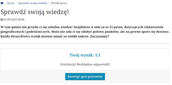 Wynik Quizu w CMS4media