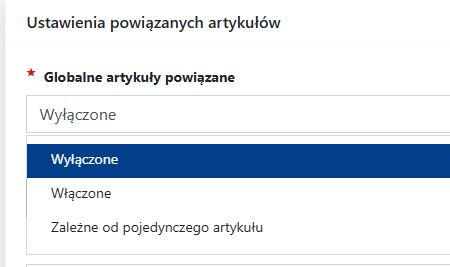 instrukcja - ustawienia powiązanych artykułów