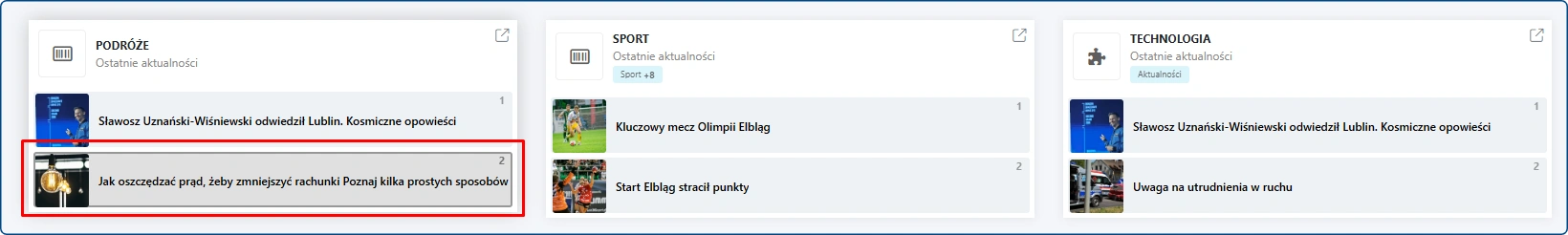 zarządzanie widgetem w planerze strony głównej