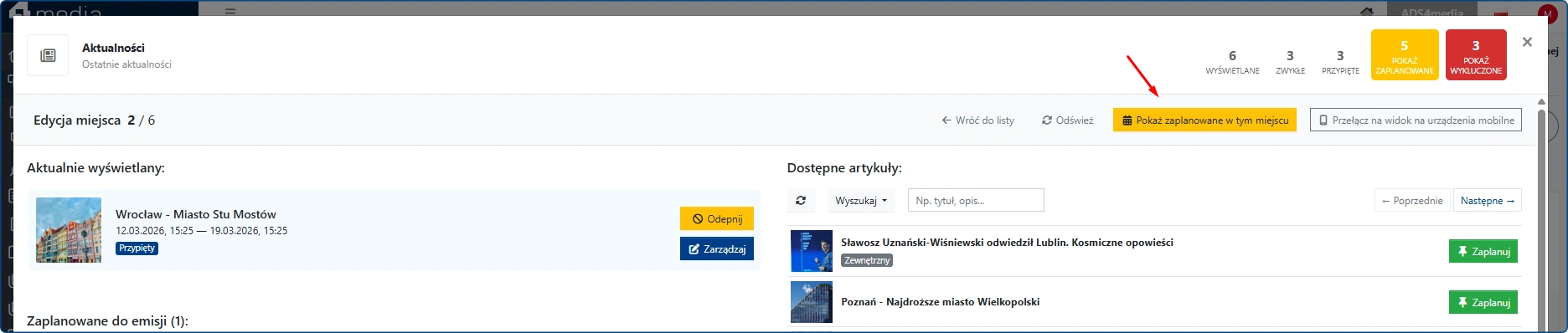 Planer - dodatkowe ustawienia