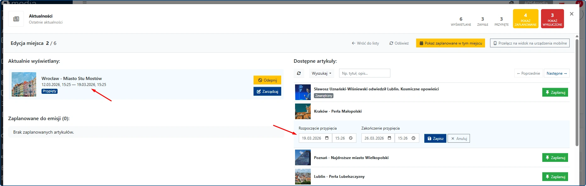 planer strony głównej- edycja