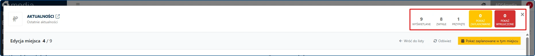 Planer strony głównej - informacje dodatkowe