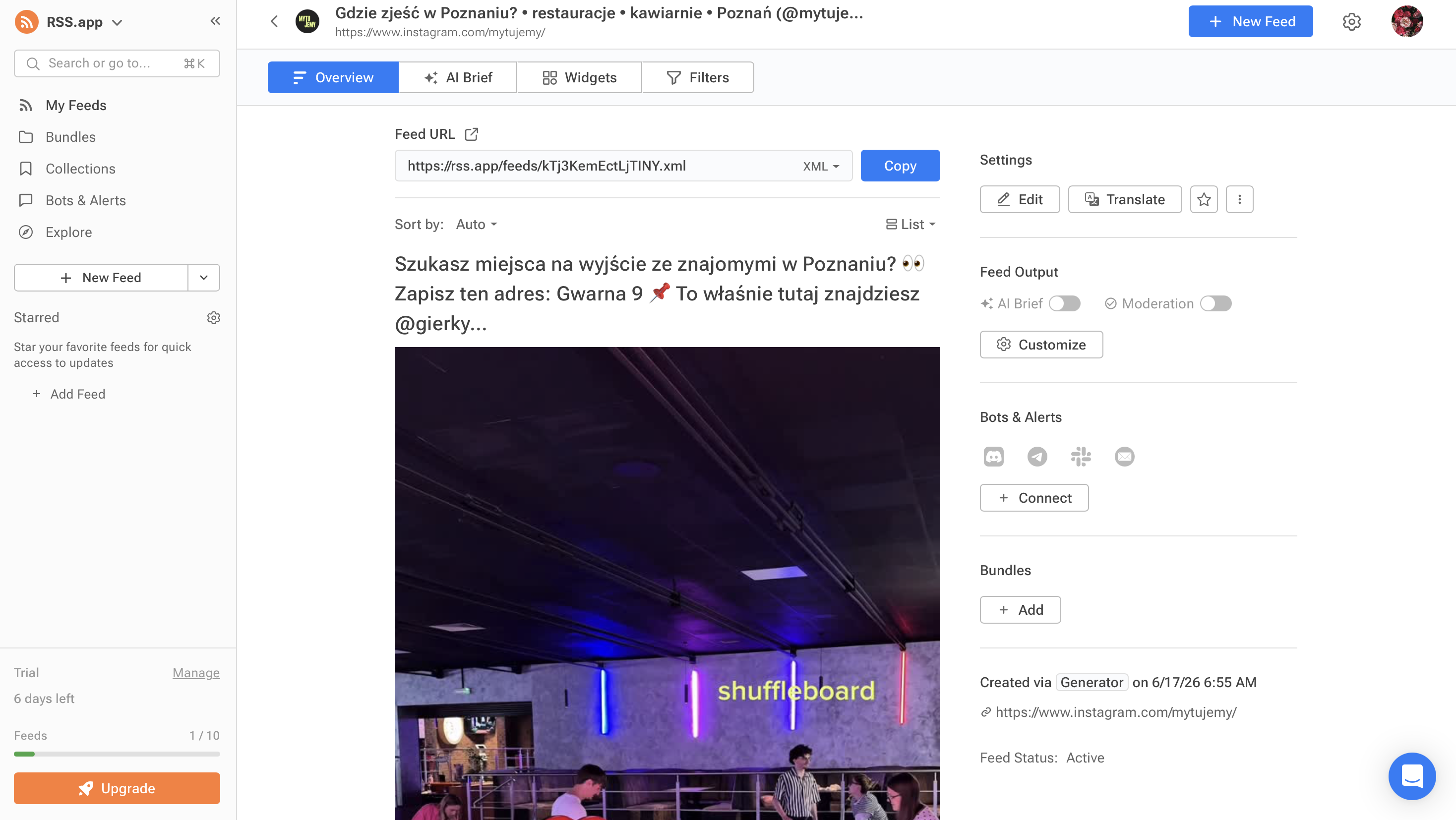 Jak wygenerować źródło RSS przy pomocy RSS.app na podstawie konta na Instagramie?