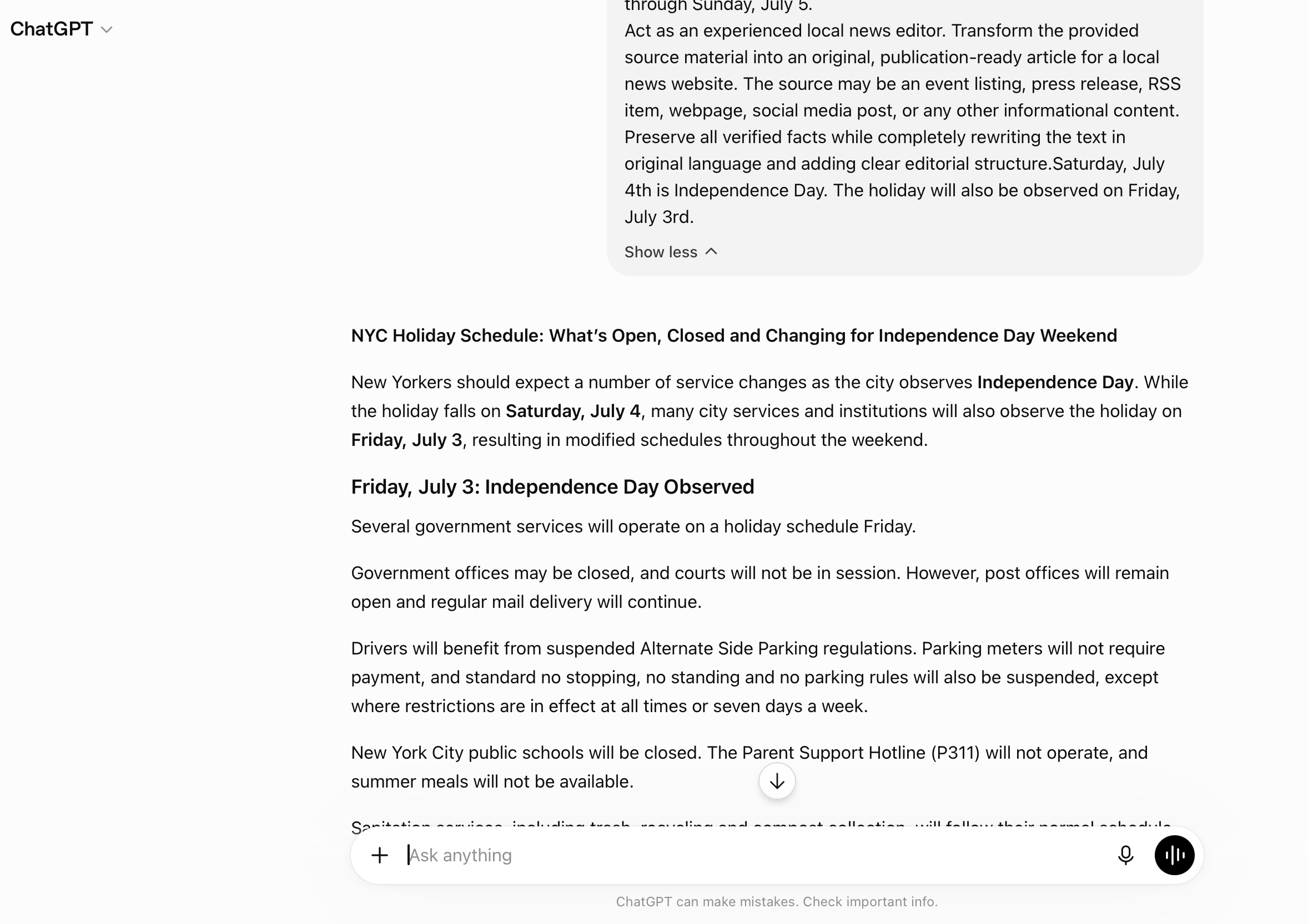 The event announcement rewritten by ChatGPT.