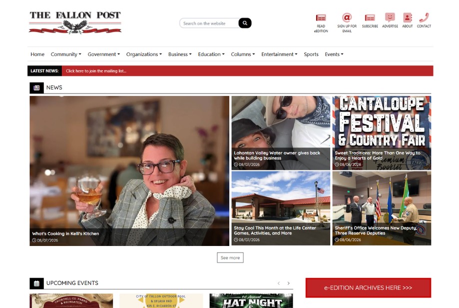 Screenshot of The Fallon Post homepage built on CMS 4media