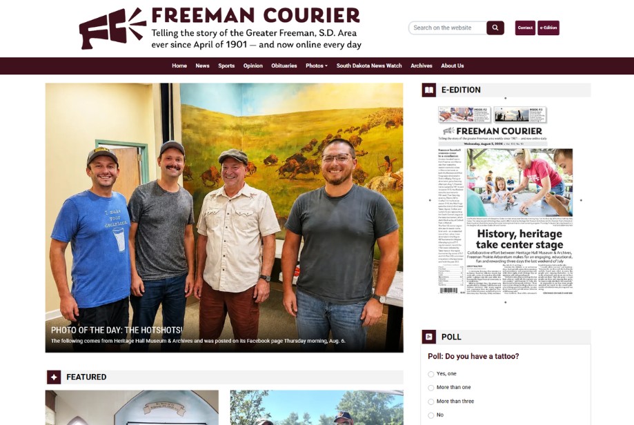 Screenshot of The Freeman Courier homepage built on CMS 4media