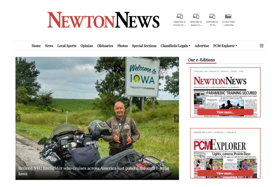 Screenshot of the Newton Daily News homepage built on CMS 4media