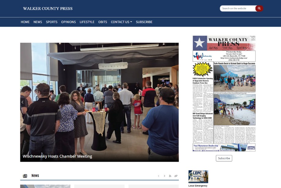 Screenshot of the Walker County Press homepage built on CMS 4media