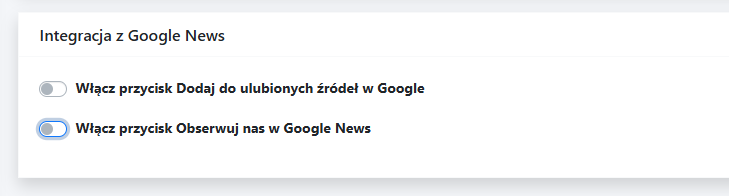 Przyciski integracji z Google News w CMS4media